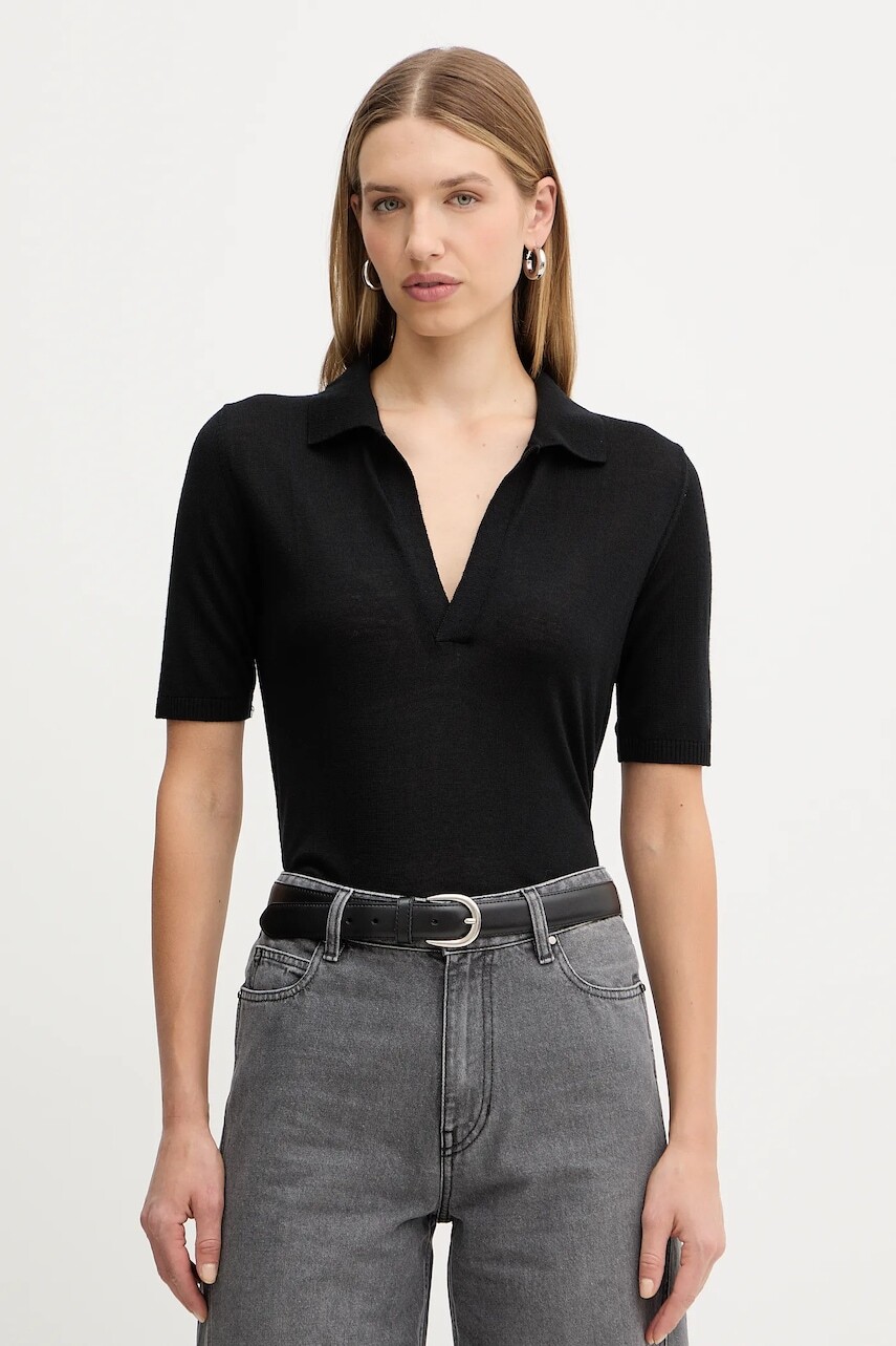 Vlnené polo Simona Corsellini čierna farba, A25CPMGE0501