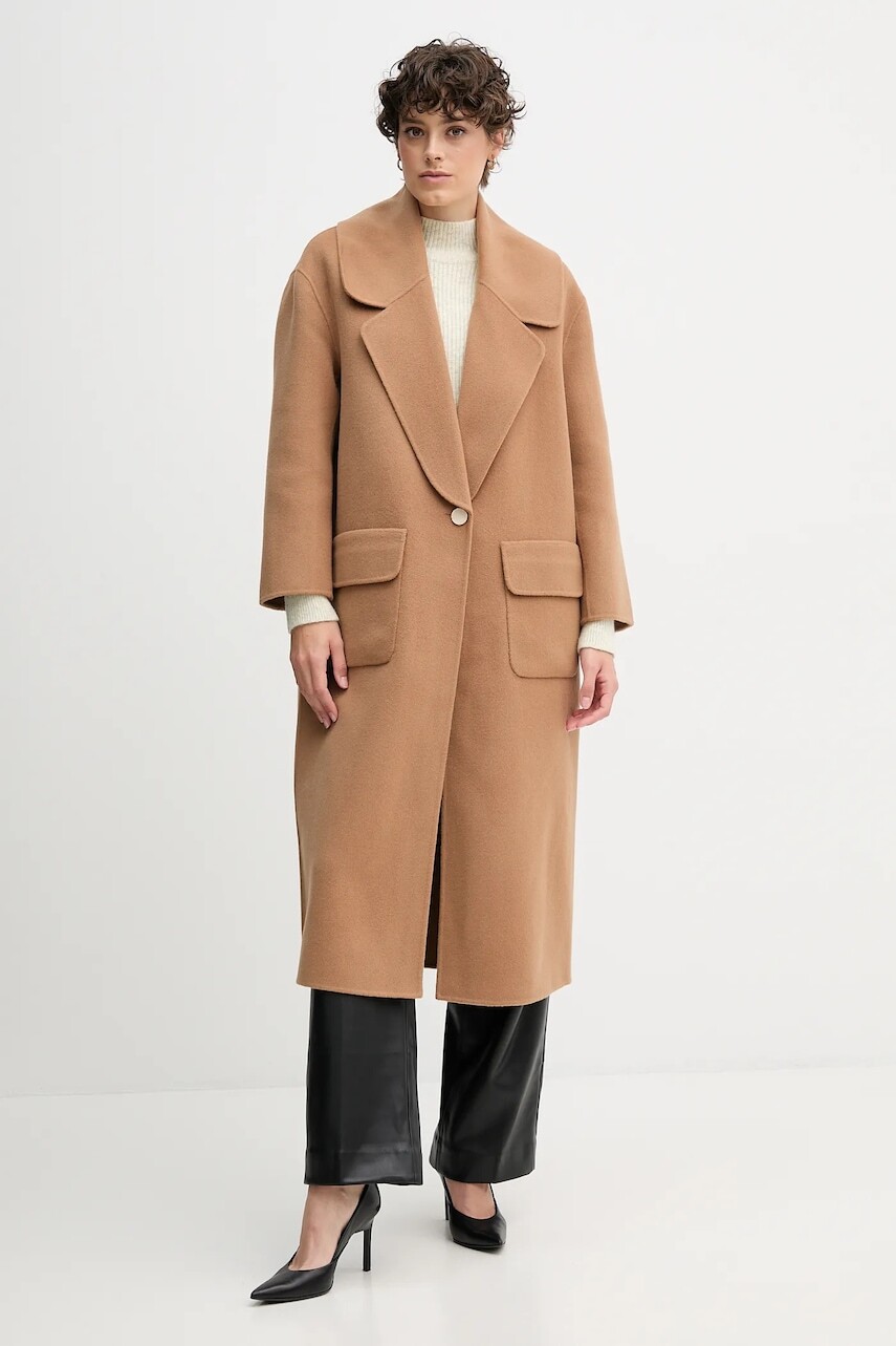 Vlnený kabát Hale BOB hnedá farba, 58MC742A