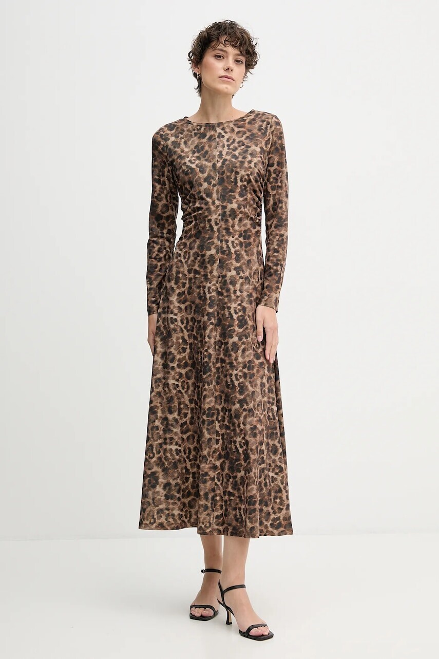 Šaty OUI hnedá farba, maxi, áčkový strih, 88650