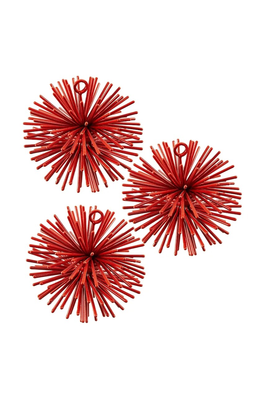 Sada vianočných príveskov Pols Potten prickle ornaments 7 cm 3-pak červená farba