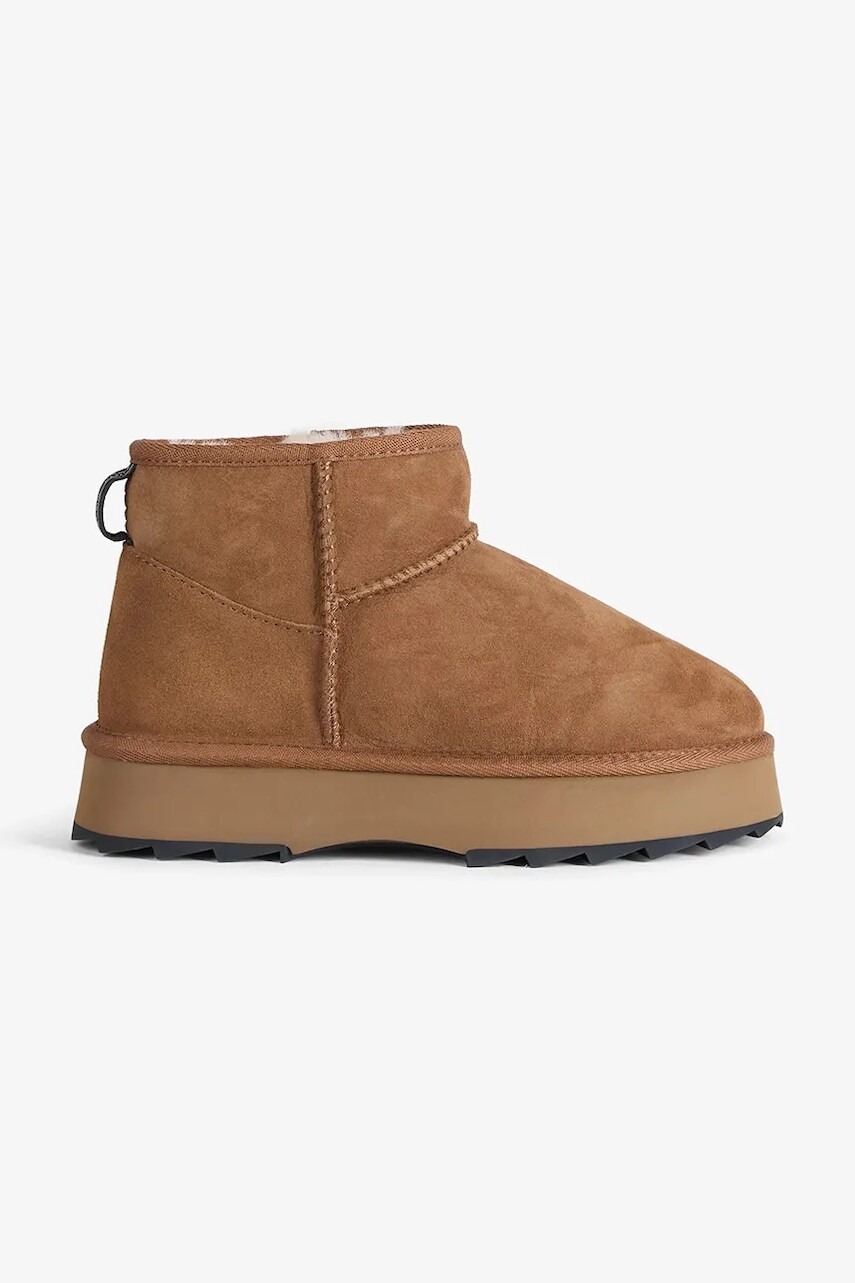 Semišové snehule Emu Australia Sharky Micro Flatform hnedá farba, W13304