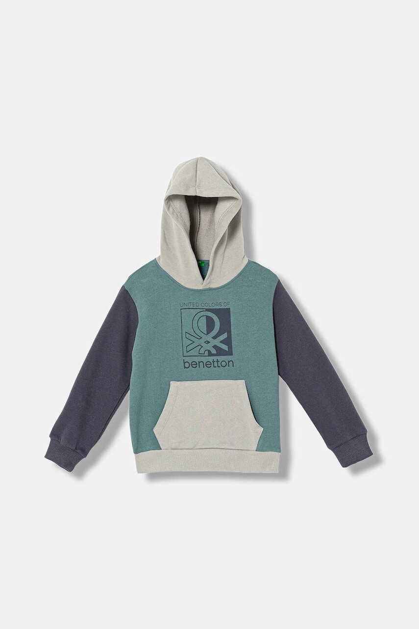 Detská mikina United Colors of Benetton viac farieb, s kapucňou, s potlačou, 3EB5C205B