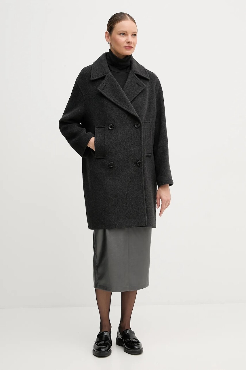 Kabát s prímesou vlny Marc Aurel šedá farba, 5025-1020-24808
