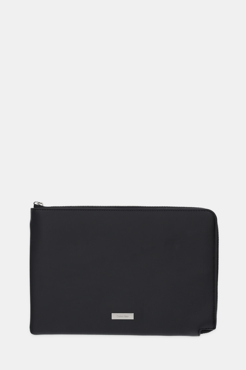 Kožená taška Calvin Klein čierna farba, LV04D1110G