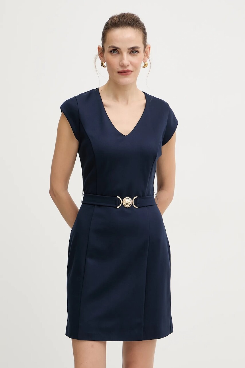 Šaty Guess CHRISSY tmavomodrá farba, mini, rovný strih, W5BK21 KCMU2