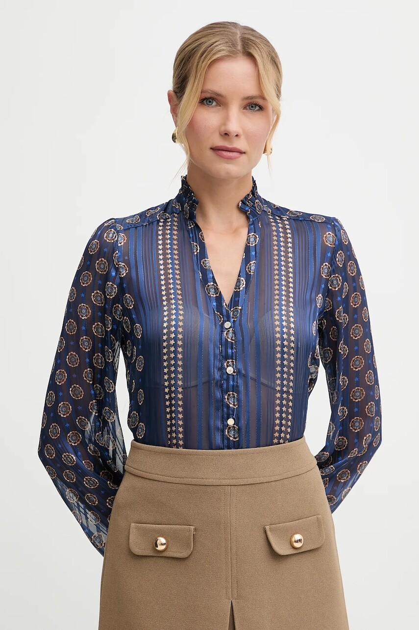 Košeľa Morgan modrá farba, regular, so stojačikom, CLAVI.F