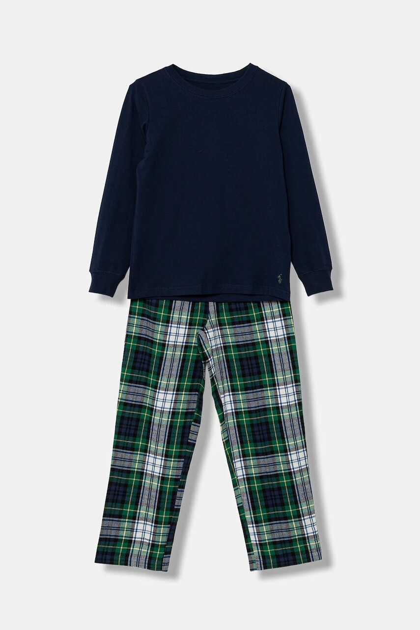 Detské bavlnené pyžamo Polo Ralph Lauren tmavomodrá farba, vzorovaná, 9P0282