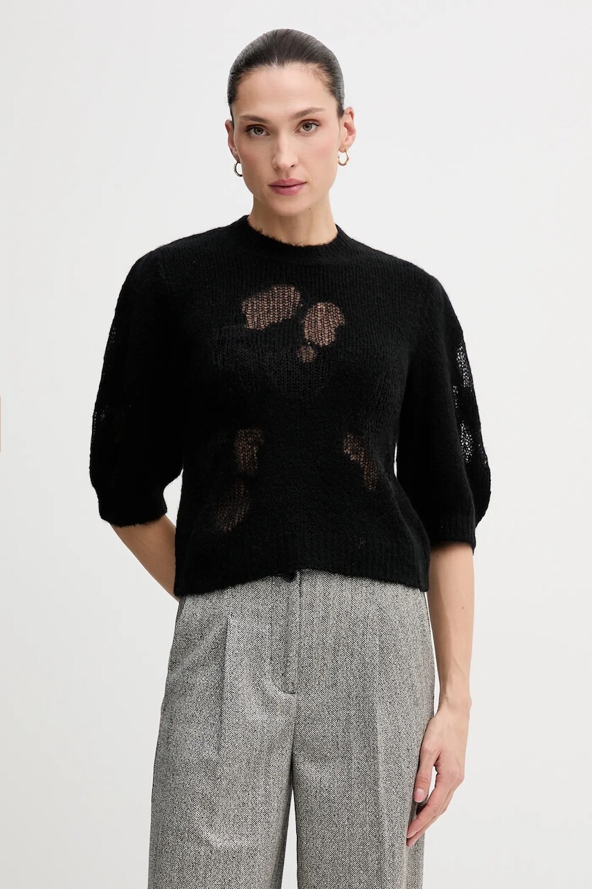 Sveter s prímesou vlny United Colors of Benetton čierna farba, ľahký, 18L4E10EV