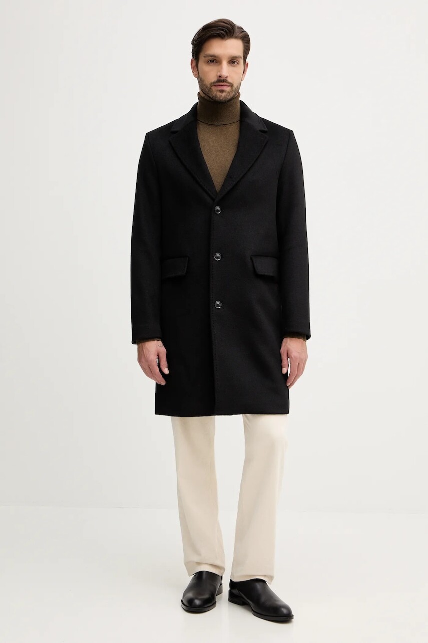 Kabát Sisley čierna farba, 2VLPSN041