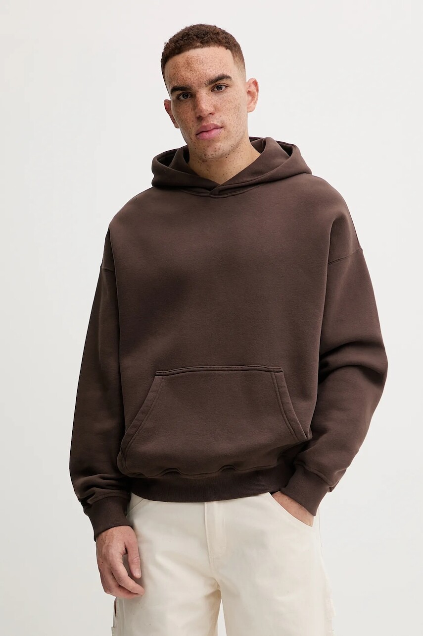 Mikina Abercrombie & Fitch hnedá farba, s kapucňou, jednofarebná, KI122-5453-530