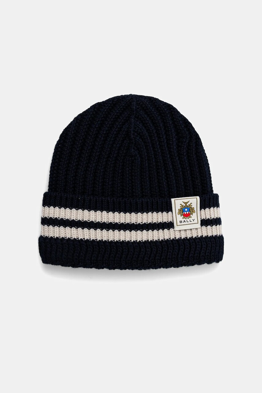 Vlnená čiapka Bally tmavomodrá farba, WHA02D