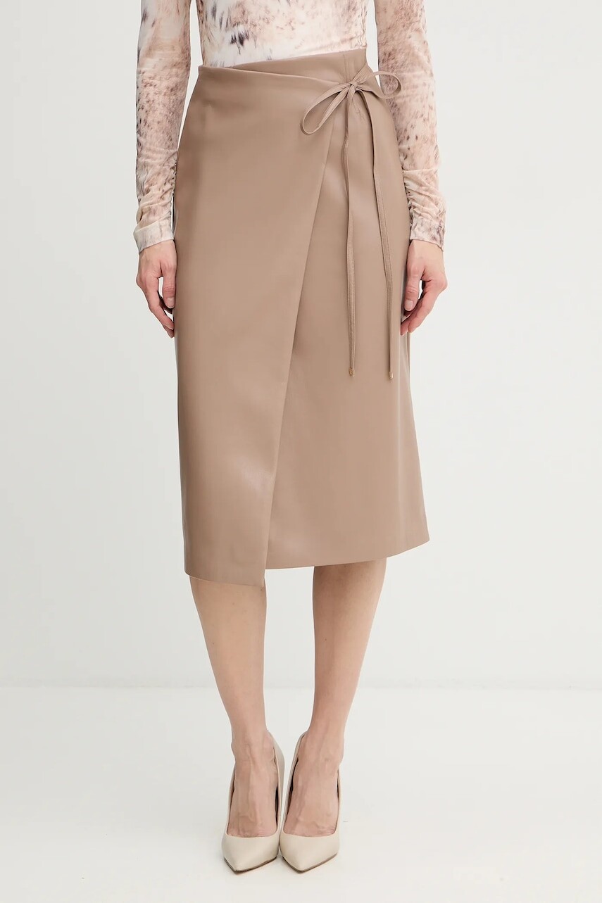 Sukňa Marciano by Guess GLADYS béžová farba, midi, puzdrová, 5BGD07 7389A