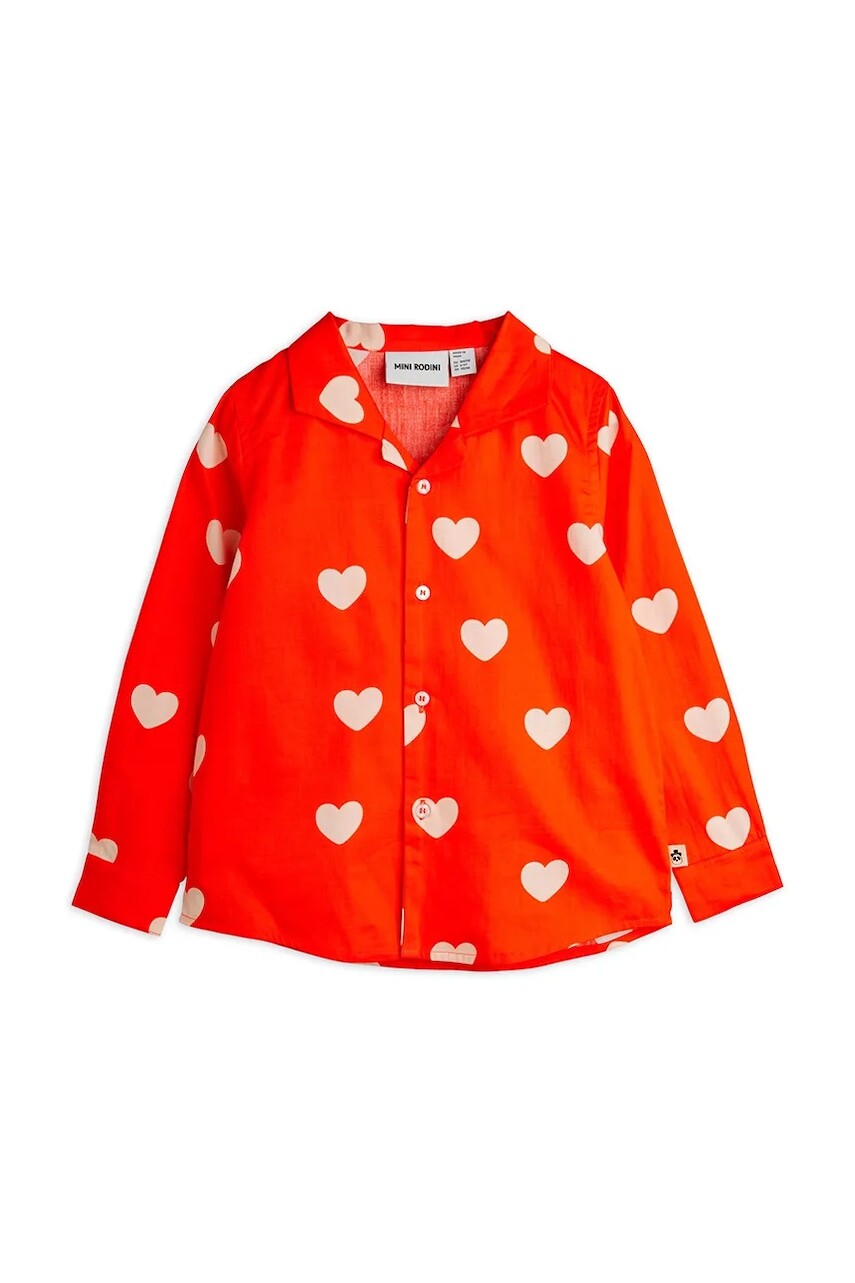 Detská bavlnená košeľa Mini Rodini Hearts oranžová farba, 26120179