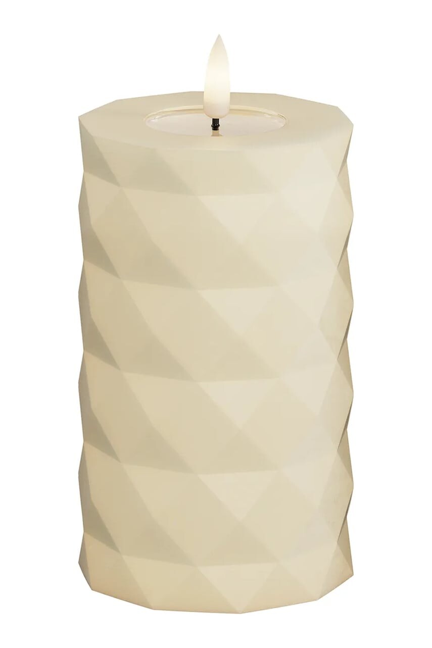 Led sviečka Deluxe Homeart Square Bloklys 7,5 x 12,5 cm béžová farba