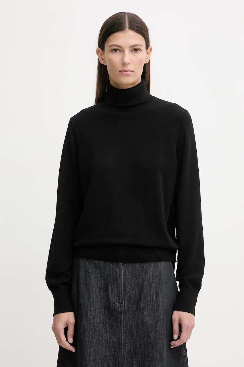 Sveter Marc O'Polo čierna farba, ľahký, s rolákom, 5000007462