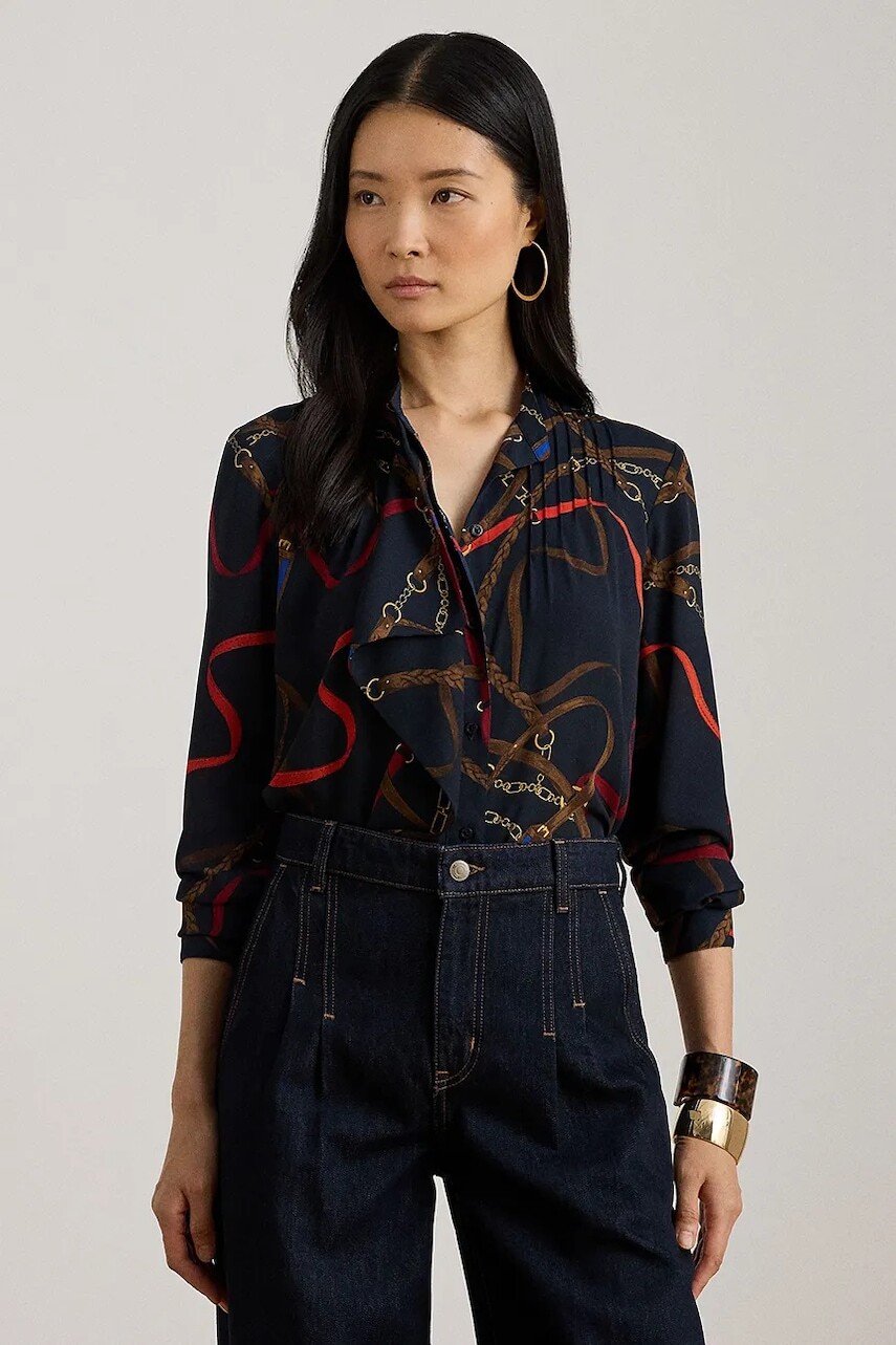 Košeľa Lauren Ralph Lauren tmavomodrá farba, regular, 200P03553