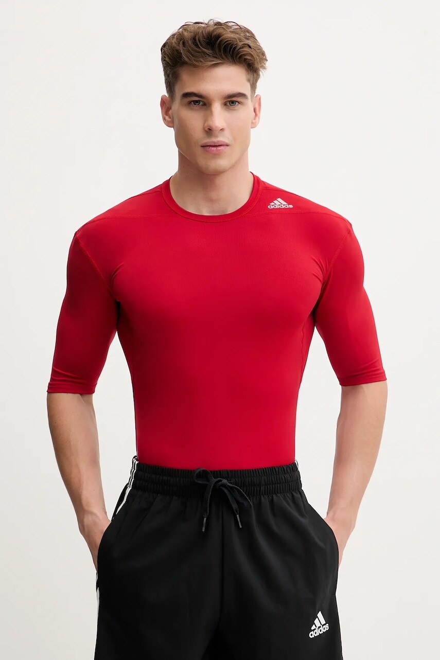 Tréningové tričko adidas TECHFIT BASE D82089-red, červená farba, s potlačou