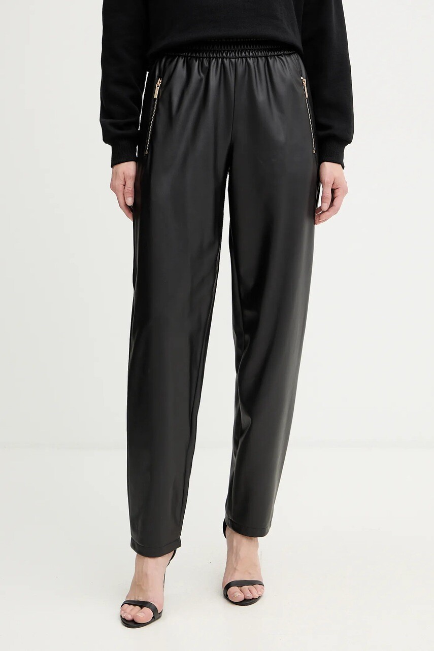 Nohavice Armani Exchange čierna farba, rovný strih, vysoký pás, XW000681 AF16106