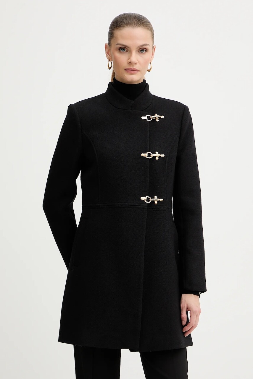 Kabát s prímesou vlny Morgan čierna farba, GCLIPE