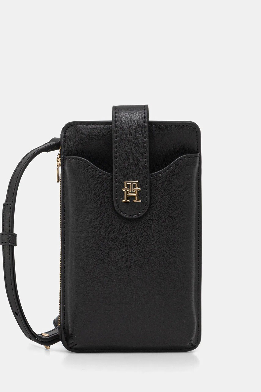 Peňaženka Tommy Hilfiger dámska, čierna farba, AW0AW18137