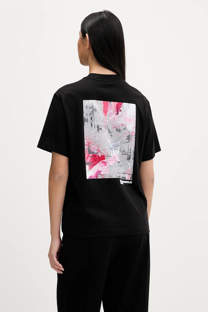 Bavlnené tričko Karl Lagerfeld Jeans dámske, čierna farba, B1W17058