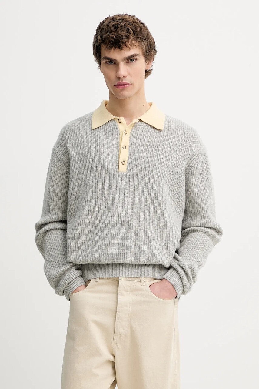 Sveter s prímesou vlny Nanushka NM25PFSW05391 šedá farba, GREGOR