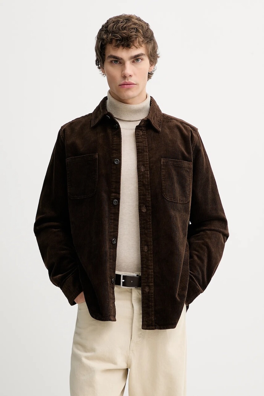 Menčestrová košeľa Les Deux hnedá farba, regular, s klasickým golierom, 1001701