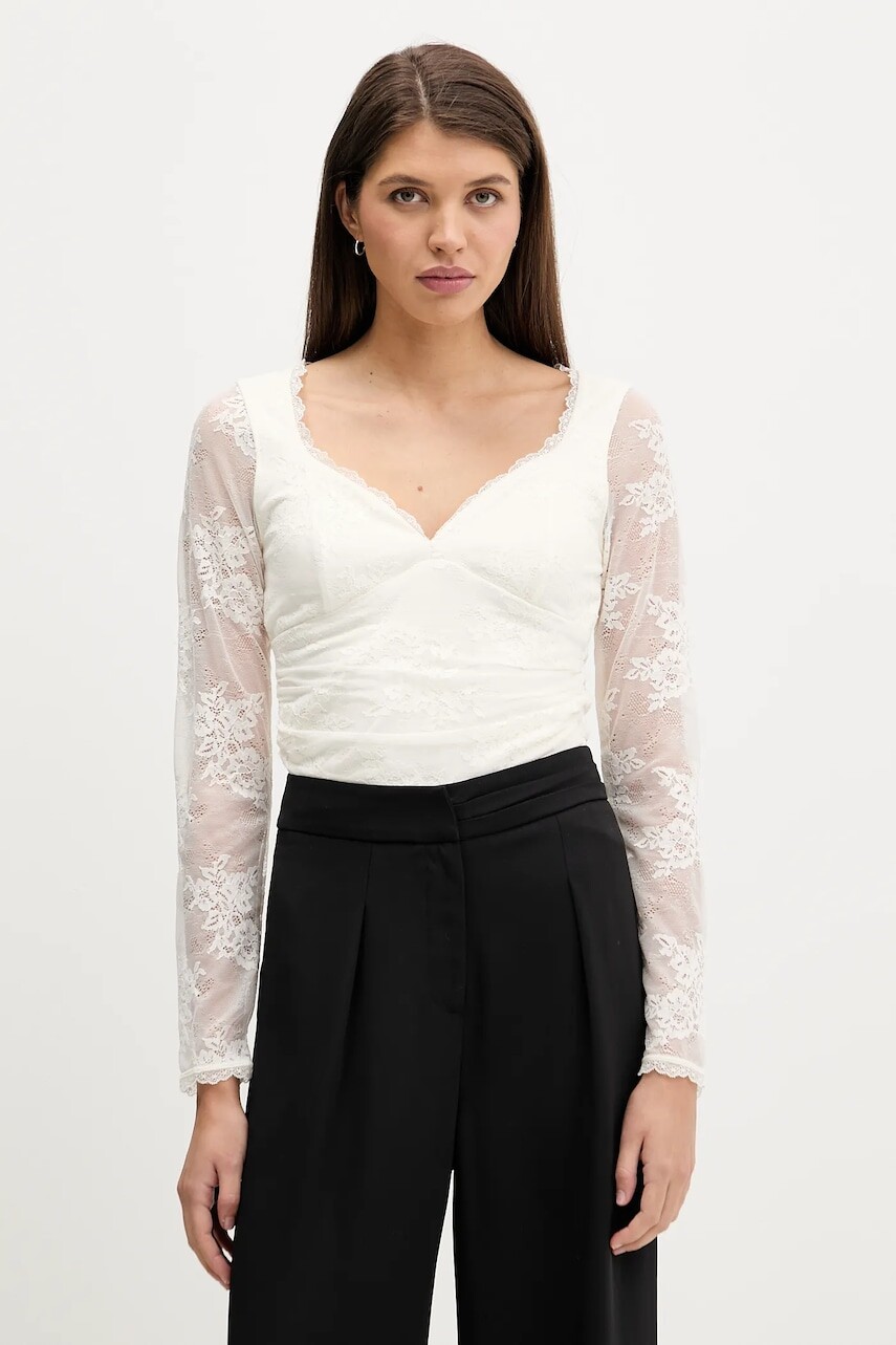 Blúzka Abercrombie & Fitch béžová farba, vzorovaná, KI139-5872-178