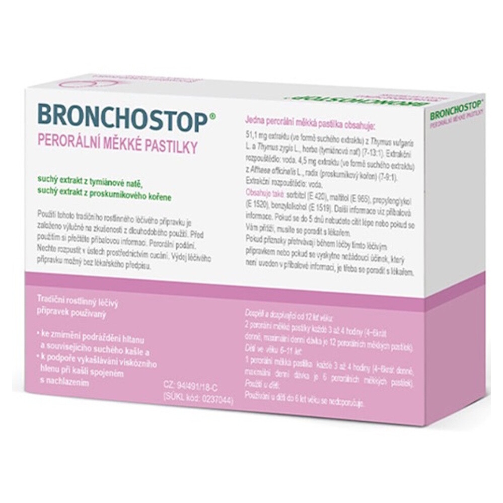 BRONCHOSTOP Pastilky na cmúľanie 20 kusov