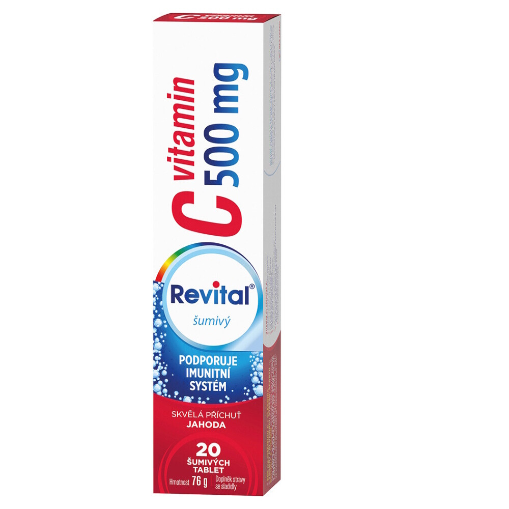 REVITAL Vitamín C 500 mg príchuť jahoda 20 šumivých tabliet