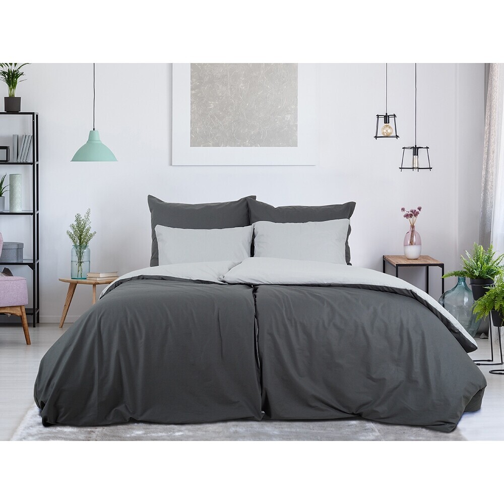 B.E.S. Petrovice Bavlnené obliečky Double face antracit/sivá