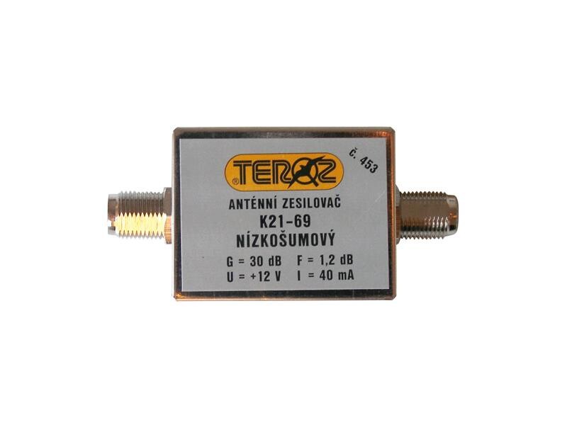 Anténny zosilňovač TEROZ 453X, UHF, G30dB, F1,2dB, U100dBμV, F-F