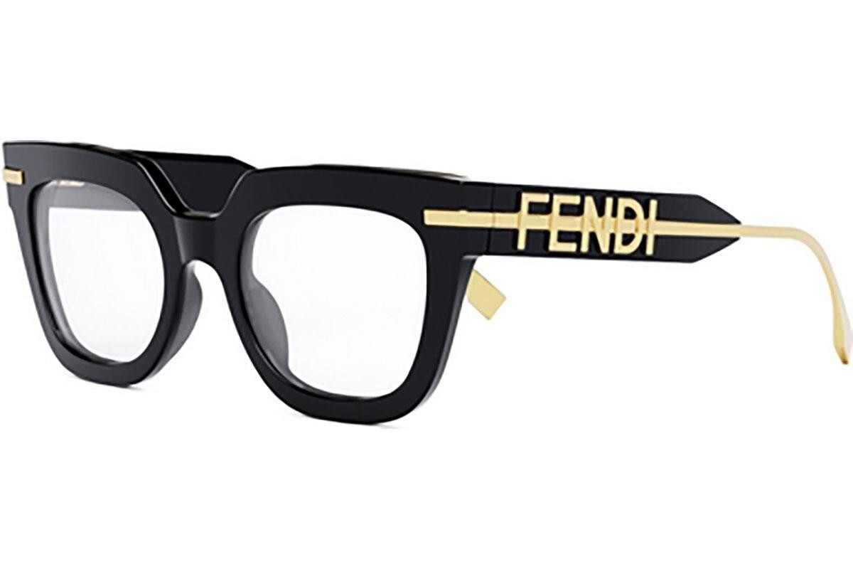 FENDI Fendigraphy Black Rectangular Eyeglasses - ONE SIZE (50)