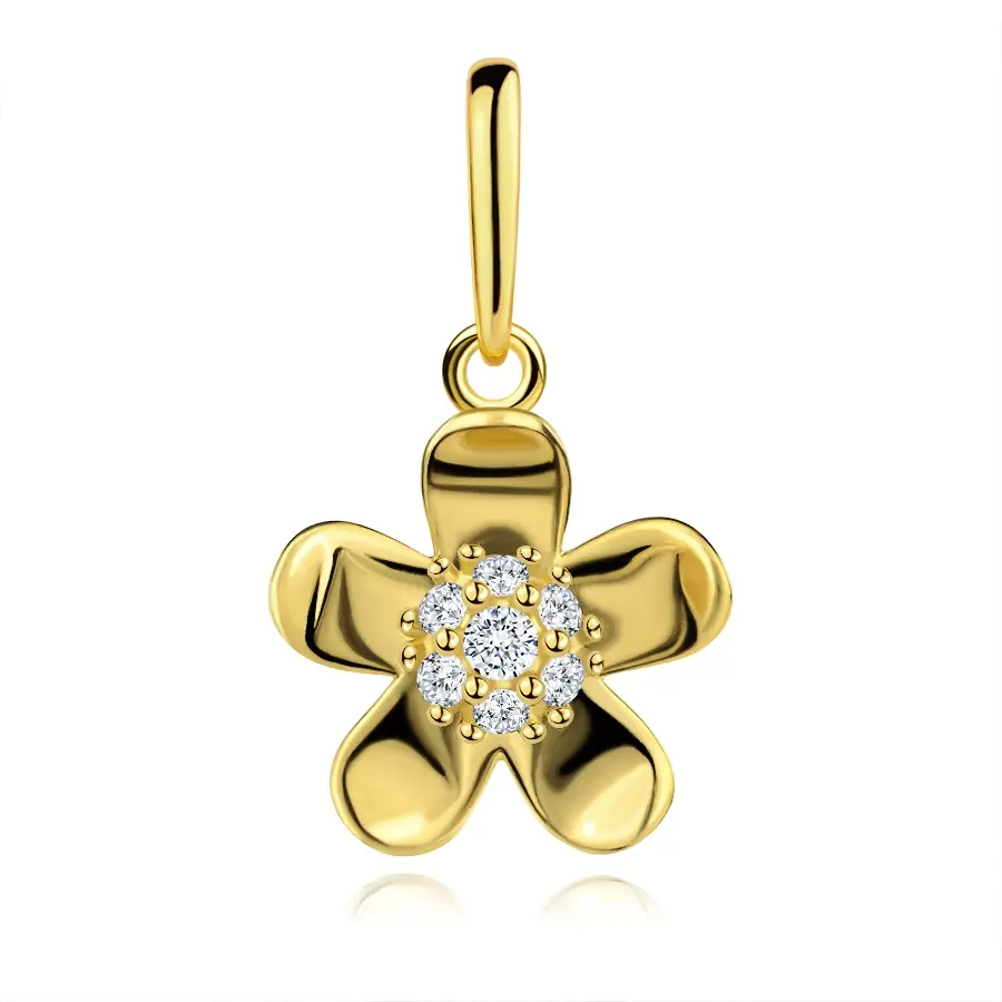 Zlatý prívesok 9K v tvare kvetu so zirkónovým stredom