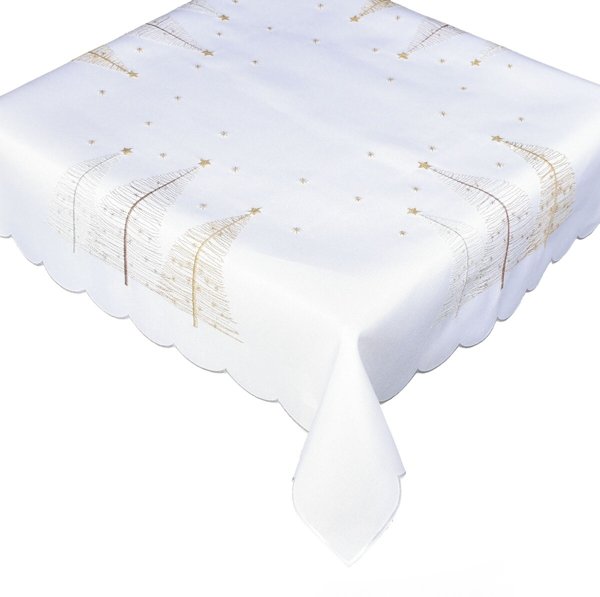 Obrus Vianočné, Moderné stromčeky, biely