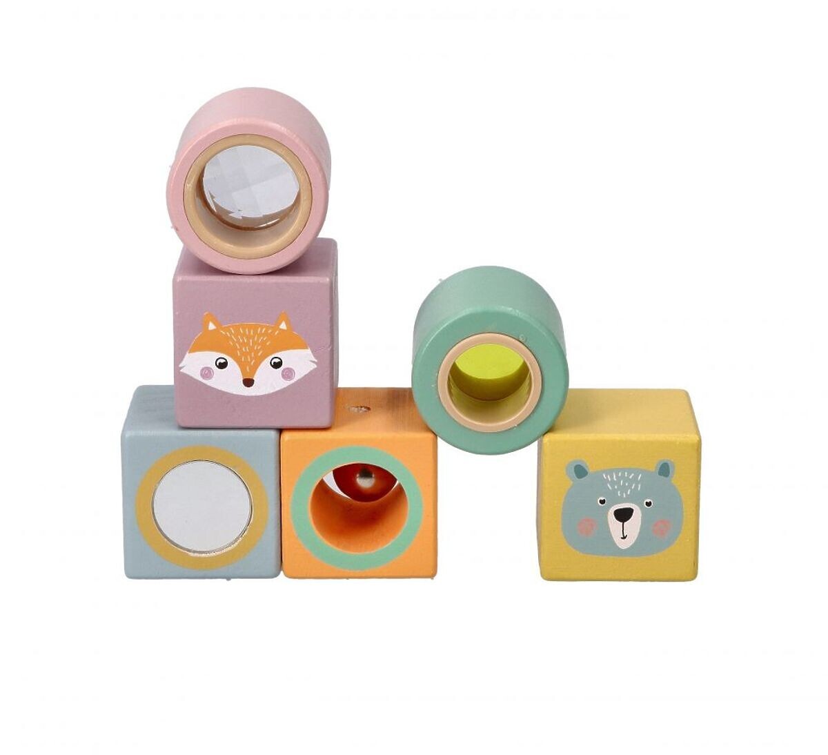 Drevené kocky pre malých objaviteľov do ruky