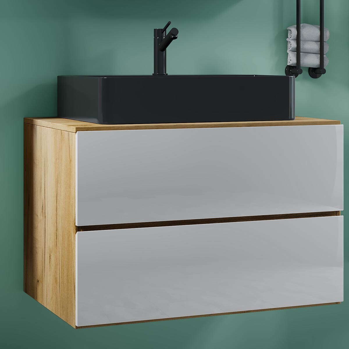 2-dielna umývadlová skrinka Lendas BL S 80 cm, medový dub