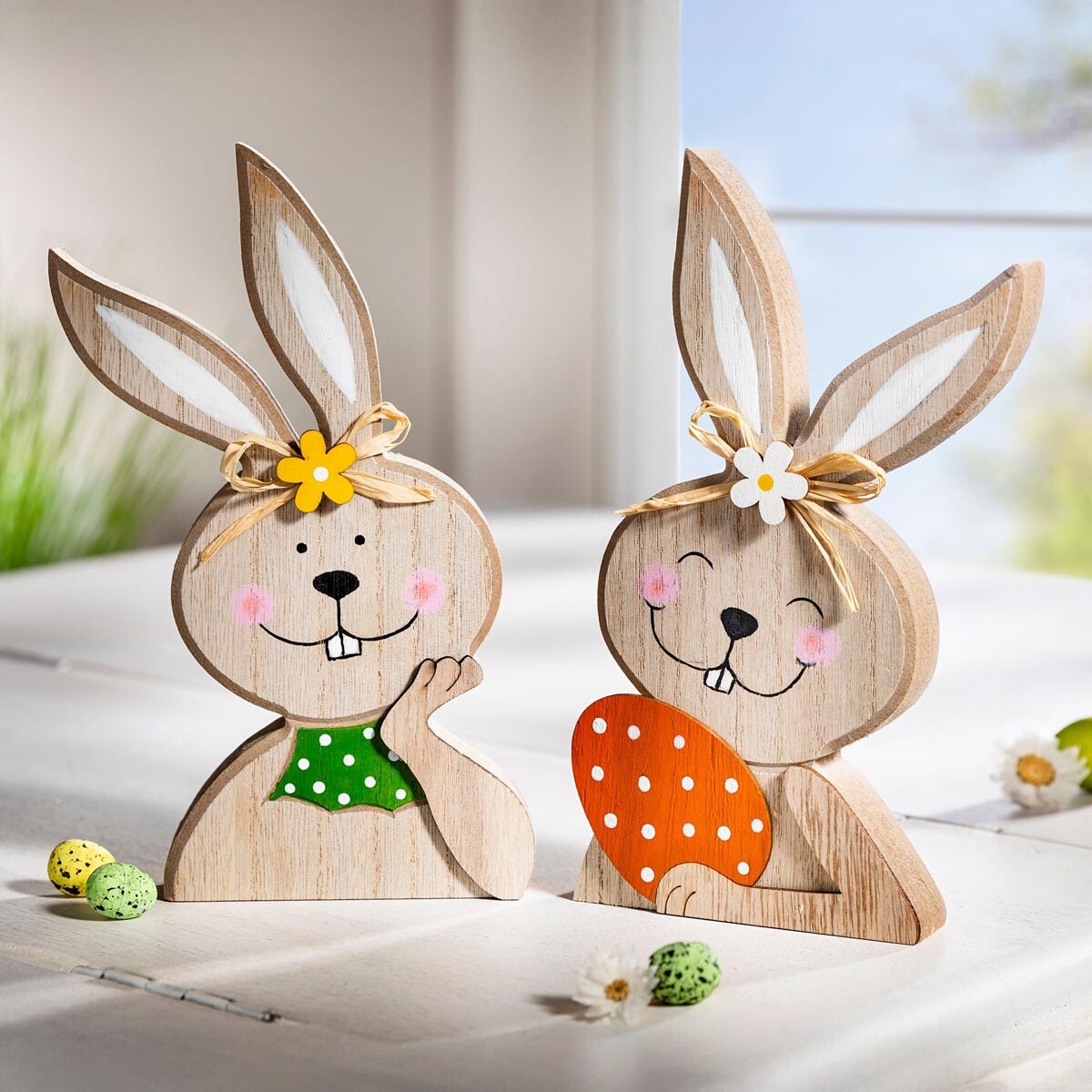 Drevené dekorácie Lisa a Lotta, sada 2 ks
