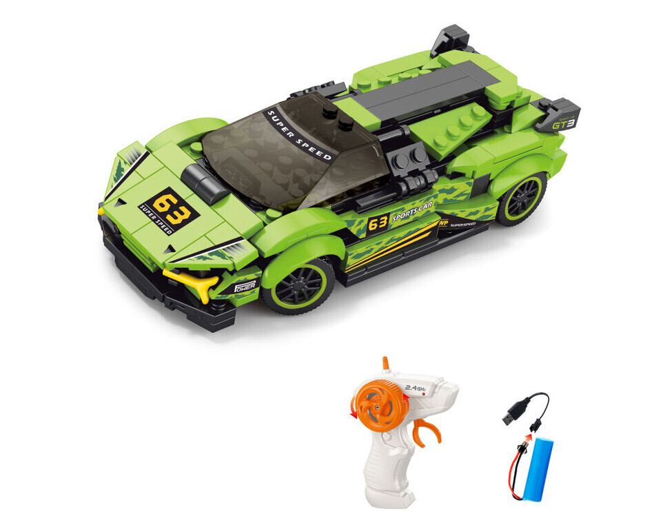 Auto RC športové zelené stavebnica 17cm 223 dielikov