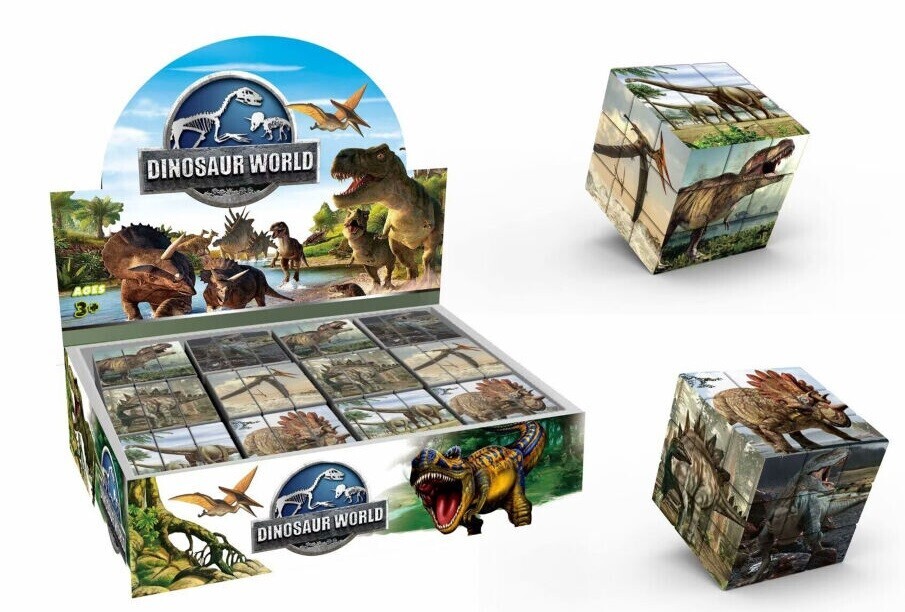 Kocka obrázkový hlavolam dinosaury 5,7 cm