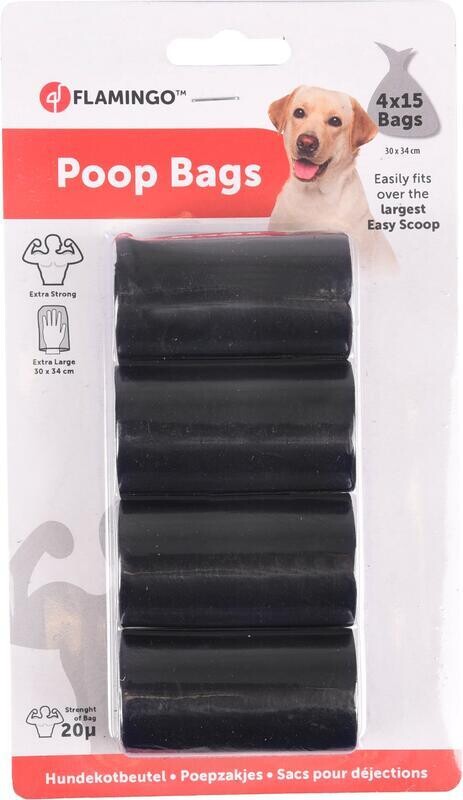 Flamingo Sáčky na psí exkrementy plastové černé 4x15kusů