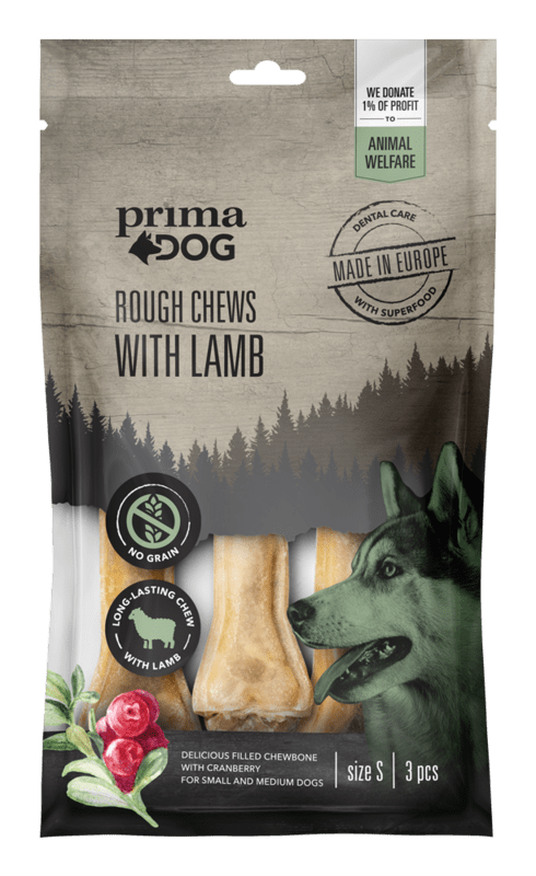 PrimaDog Rough Chews Lamb-Cranberry S 10 cm 105 g