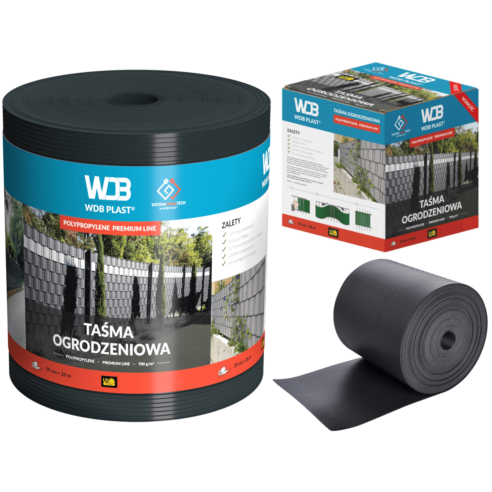 Plotová páska PREMIUM LINE 19 cm x 35 m Farebné prevednie: Antracitová RAL 7016