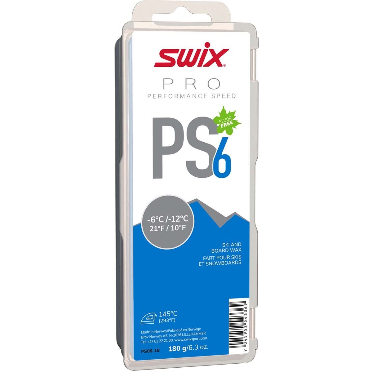 Zjazdový vosk Swix PS6 Blue -6°C/-12°C, 180g vosk 180 g