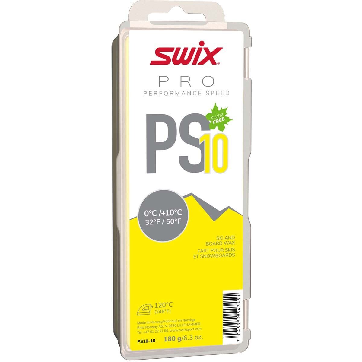 Zjazdový vosk Swix PS10 Yellow 0°C/+10°C, 180g vosk 180 g