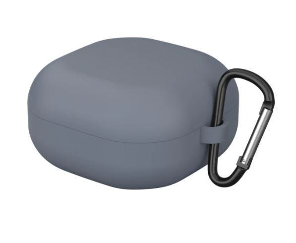 Silikónové puzdro pre Samsung Galaxy Buds 2, Live a Pro s karabínou - Tmavo sivá