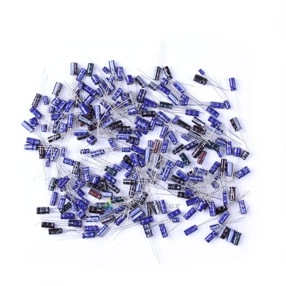 Sada elektrolytických kondenzátorov - 15 druhov, 0.1uF-220uF, 200 kusov