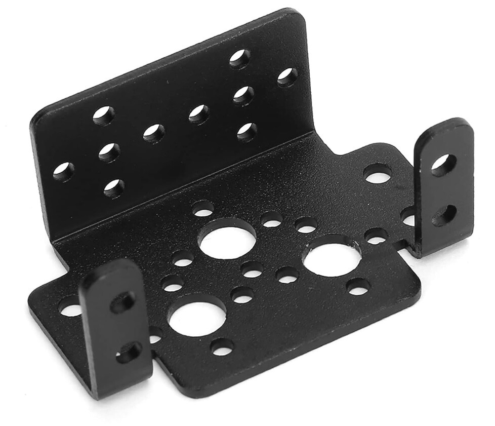Hliníkový držiak servomotora M – multifunkčný, čierny, 25x37mm (pre MG995/MG996)