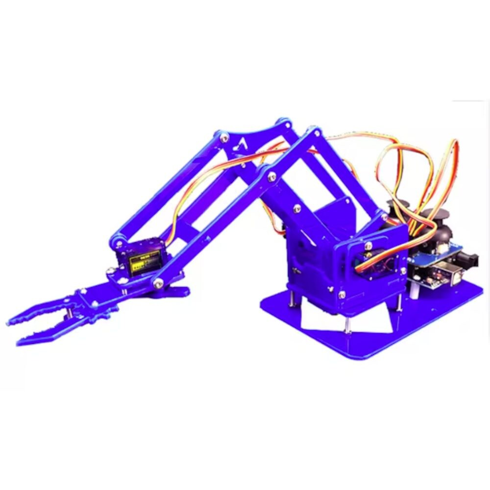 Mechanické robotické rameno s rukou pre SG90/MG90, akrylátové, modré - stavebnice