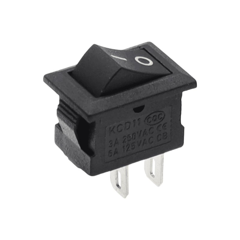 Kolískový vypínač obdĺžnikový KCD1-101, čierny 250V / 6A
